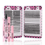 Isetehtud &uuml;ksikute tupsudega ripsmekaart valeripsmed loomulikud paksud D-kujulised segmenteeritud poogitud ripsmed