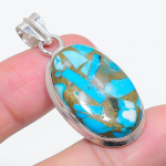 Natural Copper Blue Turquoise 925 Sterling Silver Jewelry Pendant 1.81 v5c40