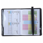 Jalgpallikohtuniku punane kollase kaardi rekordikohtuniku t&ouml;&ouml;riist nahk&uuml;mbrise ja pliiatsiga