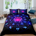 T&auml;htkuju tekikotikomplekt Kuldse mustriga tekikott Zodiaagim&auml;rgid T&auml;histaevas Loom Kuninganna suuruses tekikott Poisile Mehele EU single(135x200cm)