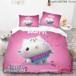 Gabby nukumaja voodipesukomplekt Kawaii voodipesukomplekt &Uuml;heinimese Kaheinimese suurus Kodu dekoratsioon T&uuml;drukutele Lastele Joonisfilm Armas Kass Tekikotikomplekt AU Single140x210cm
