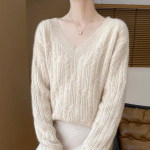 Naiste ka&scaron;miirkampsun Qinghe ka&scaron;miir 30% ka&scaron;miir 70% vill s&uuml;gis-talvine pullover soe ja moekas XL roosa