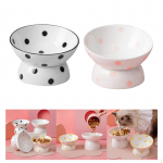 Ceramic Tilted Raised Cat Food Bowl Slant Porcelain Pet Dish for s, Small Dogs+Ceramic