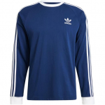 Adidas Originals Adicolor 3S mugav triibuline &uuml;mara kaelusega pikkade varrukatega T-s&auml;rk meestele &ouml;&ouml;sinine IM9428 S