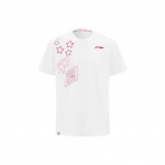 Li Ning Kirjamustriga &Uuml;mara Kaelusega Vaba L&uuml;hikeste Varrukatega T-s&auml;rk Unisex Topid Valge AHST363-1 L