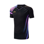 Li Ning Sulgpalli Seeria Spordikaup Vabaaja Lihtne L&uuml;hikeste Varrukatega Sulgpallis&auml;rk Unisex Topp Must AAYV165-1 S