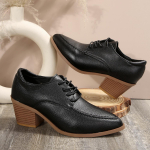 Moodsad Retro Mustad Kontorikannaga Kingad Naistele 2025 Kevad ja S&uuml;gis Naiste Paksude Kontsadega Kingad Valged Retro Terava Ninaga Paelkinnitusega K&otilde;rged Kontsad 35 must