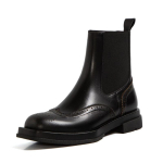 Moodsad Kuumad Ehtsad Nahast Naiste Saapad Talvised Slip-On Nikerdustega Brogues Chelsea Saapad Paksude Kontsadega Pahkluusallid Naiste Kingad Briti Stiil 39 must