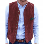 Euroopa & Ameerika Retro Suede Meeste Vest Mitme N&ouml;&ouml;biga Disainiga - Vabaaja Briti Stiilis Jakk XL tumepunast v&auml;rvi