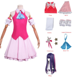 Jaapani Anime Oshi No Ko T&uuml;drukud Hoshino Ai Cosplay Kost&uuml;&uuml;m Karneval Vintage Roosa Lolita Kleit Rubii Akvamariin Koolivorm Parukas Adult XS pink