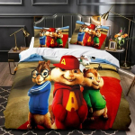 Luksuslik Uus 3D-prindiga Multifilm P&auml;hklipoisid Alvin Voodipesukomplekt Tekikott Voodikomplekt Tekikate Padjap&uuml;&uuml;r king Queen Suurus Poisid T&auml;iskasvanud 70x133cm 2pcs
