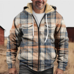 Meeste paksendatud n&ouml;&ouml;biga kahekordse taskuga jope taskukohase puuvillase jakiga M