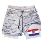 Horvaatia Lipu Kamuflaaž Muay Thai Kickboxing L&uuml;hikesed P&uuml;ksid Mehed Naised Unisex Spordir&otilde;ivad Kahekihiline Kiiresti Kuivav Hingav Treening Sport J&otilde;usaal Fitness Treening 3XL