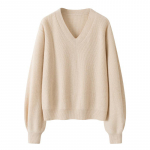 2025 S&uuml;gis/Talv Naiste Paks V-kaelusega Ka&scaron;miirsweater - Madal &otilde;lajoon Pikk varrukas Kootud Pullover XL/105 kaamel/beež