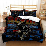 3D Prindiga Mood AC_DC Rockb&auml;nd Voodipesukomplekt AC-DC B&auml;ndi Mustriga Tekikott Padjap&uuml;&uuml;ridega &Uuml;heinimesevoodi T&auml;issuuruses Kuninganna Kuningas 140x200cm 3pcs