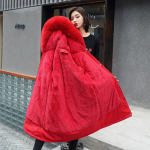 Naiste 6XL &uuml;lisuur tuulepluus Naiste Parka Fashion talvejope Fliisist pika kapuutsiga Parka Trench-mantlid 2023 6XL punane