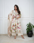 Naiste disainer Anarkali puuvillane Salwar Suit Kurti India peokleit &Uuml;laosa Tuunika Kurta P&uuml;ksid Dupatta Komplekt M