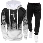 S&uuml;gistalvine mood R&otilde;ivad Spordidress Meeste 2-osaline komplekt kapuutsid + p&uuml;ksid komplektid Meeste dressipluus Sport Joggers dressip&uuml;kste &uuml;likond 3XL valge