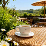 K&auml;sitsi pressitud v&auml;ike lilleline keraamiline kohvitass ja alustasside komplekt, lillepaar p&auml;rastl&otilde;unane tass teetass ja alustass Coffee cup saucer