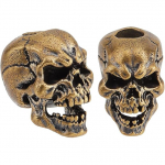 SUPERFINDINGS 2 tk Halloweeni kolju kaelapael EDC-v&otilde;lu Messingist Euroopa helmed Suure auguga Paracordi n&ouml;&ouml;r T&ouml;&ouml;riistahelmed 19x13x17mm V&otilde;tmehoidja K&auml;ev&otilde;ru jaoks pronksi