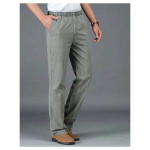 Uus saabumine S&uuml;gissuvised vabaaja p&uuml;ksid Naturaalsest puuvillasest linasest k&otilde;rge v&ouml;&ouml;kohaga pluss suuruses linasest hingavast avarast meeste p&uuml;ksist 5XL