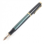 Pristine PERIKAN fountain pen Sovereign Cap type Green Stripe 14C mens M400 Used