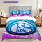 FC Schalke 04 Muster Voodipesu Tekikomplekt Tekikate Padjap&uuml;&uuml;r Kodu Kaunistus S&uuml;nnip&auml;evakingitus (1 * tekikott + 2 * padjap&uuml;&uuml;ri, ilma s&uuml;damikuta) 135x200cm