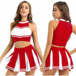 Naiste cheerleadingi vormiriietuse komplekt koolit&uuml;drukutele, varrukateta krohv plisseeritud seelikuga S