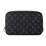 Louis Vuitton Monogram Canvas T&otilde;mblukuga Tualett-kott Suur Meeste tualett-kott Must M46578 Basic Set (Bag+Dust Bag)