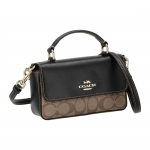 K&auml;ekott Coach Josie 18 Moonlight Treasure Box, kl&otilde;pskinnitusega, klassikalise monogrammiga kaetud l&otilde;uendist ja sileda nahast, minisuuruses, naistele, CC340-IMLOV Basic Set (Bag+Dust Bag)