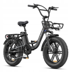ENGWE L20 Boost Elektriratas t&auml;iskasvanutele, 20 Paksude Rehvidega Madala Raamiga E-bike Naistele, 48V 13A Aku, Shimano 7 K&auml;iku must