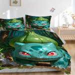 3 tk Bulbasaur, Pok&eacute;mon Voodipesukomplekt. Pehme ja mugav, ilma s&uuml;damikuta (1x tekikott + 2x padjap&uuml;&uuml;ri) yy251031020 135x200cm