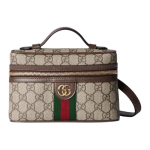 Gucci Ophidia Kerge Kuldne Metallist T&otilde;mblukuga L&otilde;petatav L&otilde;uendist ja Nahast &Uuml;he &Otilde;la Messengeri Kott Ultra-Mini Naiste Stiil Beež ja Tume Pruun Basic+Dust Bag pruun/beež