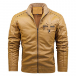 Winter Men's Plus Velvet PU jope Meeste jope S kollane