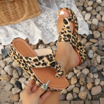 Uued Suvised Naiste Mood Leoparditr&uuml;kiga Kiiludega Sandaalid Mugavad Paksude Tallad Rannastiilis Leopardikingad Size 42 white