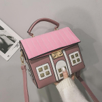 Armas maja kujuline messenger kott naistele Faux nahast crossbody rahakott geomeetrilise mustriga Vastupidav konstruktsioon ja pol&uuml;estervooder roosa