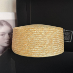 Prantsuse raffia pillbox m&uuml;ts Naiste lamepealne k&auml;sitsi kootud &otilde;lgk&uuml;bar Luksuslik suvek&uuml;bar kuurordile M 56-58cm