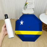 Cura&ccedil;ao rahvuslipp Sinine taust Kollane triip Kaks valget t&auml;hte Prindiga Automaatselt kokkupandav vihmavari Veekindel Tuulekindel Kompaktne Tra