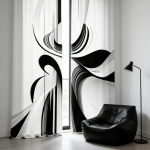 2 tk Must-valge minimalistliku kunstimustriga tr&uuml;kitud kardin, varraste taskuga disain, sobib magamistubadesse ja elutubadesse 24x59in(60x150CM)x2&Rod Pocket&2 panels white