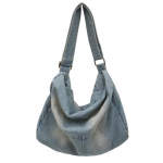 Y2K Vintage Pesitud Denimist &Otilde;lakott, Unisex Suure Mahutavusega Hobo Crossbody Kott, Streetwear Jean K&auml;ekott Meestele ja Naistele helesinine v&auml;rv