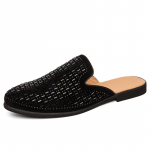 Moodsad Uued Meeste V&otilde;lu Kivist Poolpapud Mustad Kuldsed Kingad Meeste Vabaaja Mules Mokassiinid Hingavad Loaferid Zapatos Hombre 38