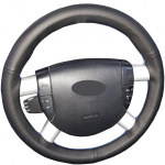 Must PU Kunstnahast DIY K&auml;sitsi &Otilde;mmeldav Auto Roolikate Ford Mondeo Mk3 2002 2003 2004 2005 2006 jaoks Black Thread