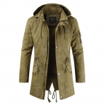 Meeste Talvine Soe Kapuutsiga Parka Meeste Fliisist Tuulejope T&ouml;&ouml;riided Meeste Jakk Mitme Taskuga Cargo Bomber Joped XXXS khaki
