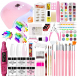 Akr&uuml;&uuml;lpulber K&uuml;&uuml;nte Komplekt T&auml;ielik Komplekt LED-lambiga ja Freesmasinaga K&uuml;&uuml;nte Pikenduse Komplekt Algajatele Professionaalne K&uuml;&uuml;ntehooldusvahendite Komplekt Nail art crystal powder tool set