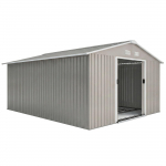 13 x 11 jalga aianduslik metallist hoiukapp v&auml;lihoiukapp vundamendikomplekti, ventilatsiooni ja ustega, helehall 386 x 340 x 200 cm helehall v&auml;rv