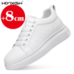 Uued Meeste Nahast Liftkingad 6 cm 8 cm N&auml;htamatu K&otilde;rguse Kasv Valged Mustad Tennised Nahast K&otilde;rguse Kasv Vabaaja Jalan&otilde;ud 44 white