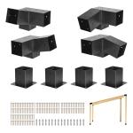 VEVOR Pergola komplekt, 4x4 tolline 3-suunaline kaldkinnitus 92 x 92 mm puitprussidele tegelikus suuruses, s&uuml;sinikterasest pergola kinnitus kruvide ja postialustega