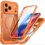360&deg; t&auml;ielikult kaitsev l&auml;bipaistev magnetiline kahek&uuml;lgsus&uuml;mbris IPhone 18 Pro Max 18Pro jaoks MagSafe juhtmevaba laadimiseks Tagakaas iPhone 18 Pro Max oranž