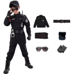 SWAT Laste Halloweeni Politseiniku Cosplay Kost&uuml;&uuml;mid Laste Karnevali Politseivorm 110-160cm Poiste S&otilde;jav&auml;elased Politseinikud S&otilde;dur 7 tk/komplekti Kids 110CM black