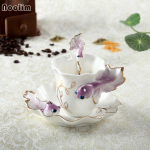 200 ml Creative Ceramic 3D Kuldkala kohvitassi komplekt emailiga portselanist teepiima tassi luu Hiina tassid lilla